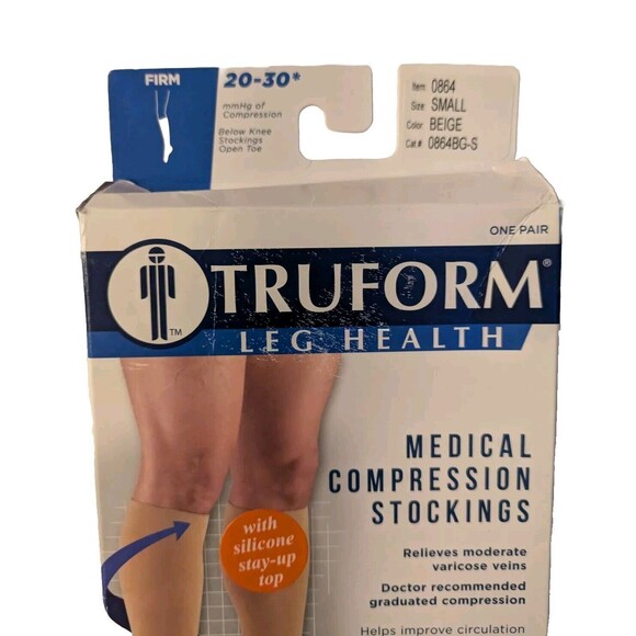 NIP Medical Compression Stockings Below Knee Beige Truform 0864BG-S  Small New - Picture 2 of 7